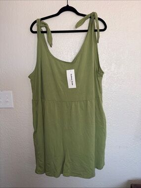 #CC210 - NWT - Culture Code Romper Olive with pockets and shoulder ties - 3X